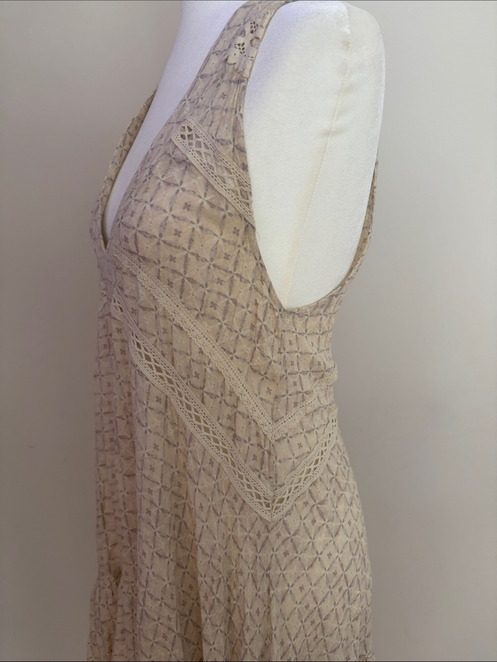 Free People Beige Crochet V-Neck Swing Dress - Picture 10 of 10